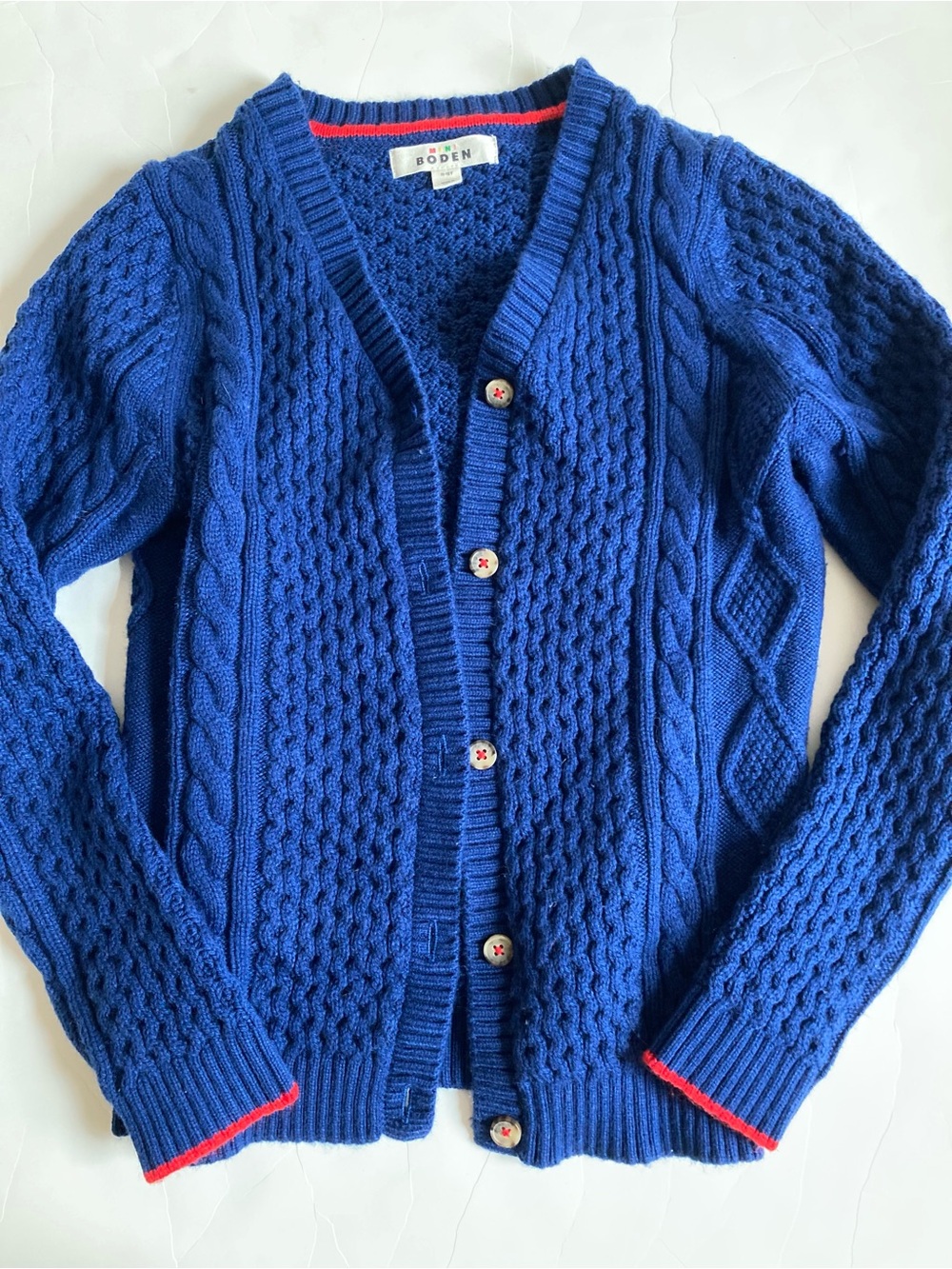 Mini boden navy cable cardigan 11 12 EUC